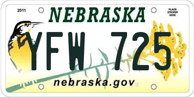NE license plate YFW725