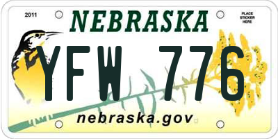 NE license plate YFW776