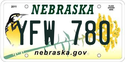 NE license plate YFW780