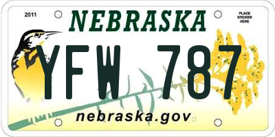 NE license plate YFW787