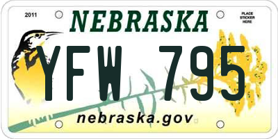 NE license plate YFW795