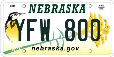 NE license plate YFW800