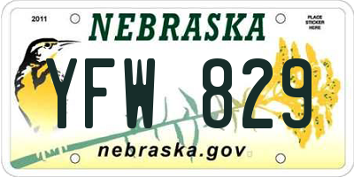 NE license plate YFW829