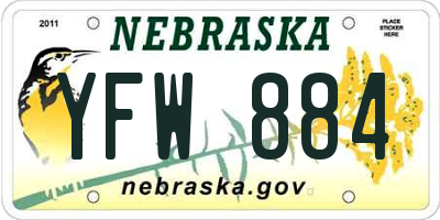 NE license plate YFW884