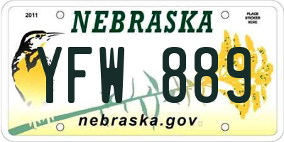 NE license plate YFW889