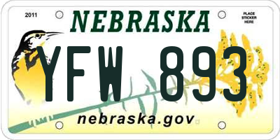 NE license plate YFW893