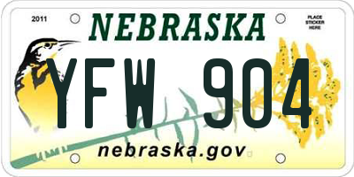 NE license plate YFW904