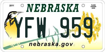 NE license plate YFW959