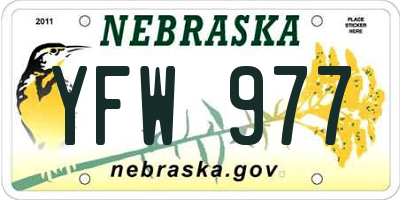 NE license plate YFW977