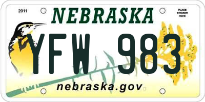 NE license plate YFW983