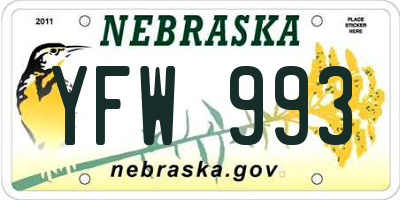 NE license plate YFW993