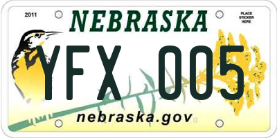 NE license plate YFX005