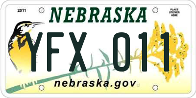 NE license plate YFX011