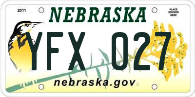 NE license plate YFX027