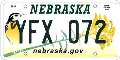 NE license plate YFX072