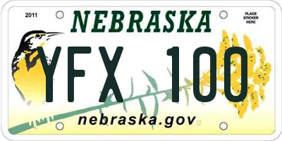 NE license plate YFX100