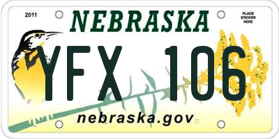 NE license plate YFX106