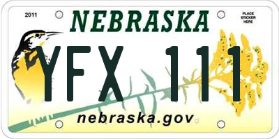 NE license plate YFX111