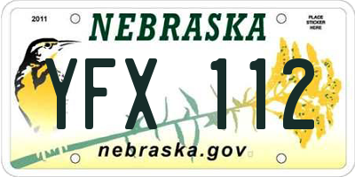 NE license plate YFX112