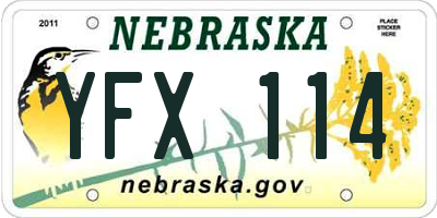 NE license plate YFX114