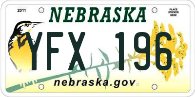 NE license plate YFX196