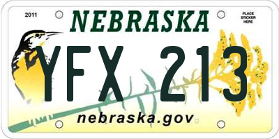 NE license plate YFX213