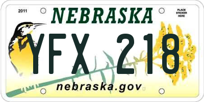 NE license plate YFX218