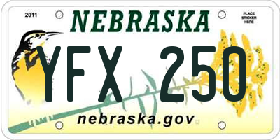 NE license plate YFX250
