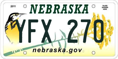 NE license plate YFX270