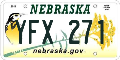 NE license plate YFX271
