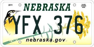 NE license plate YFX376