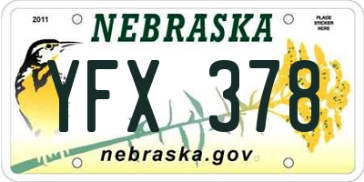NE license plate YFX378
