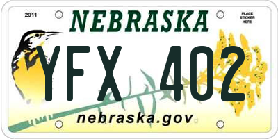 NE license plate YFX402