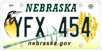 NE license plate YFX454
