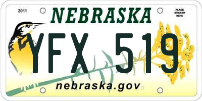 NE license plate YFX519