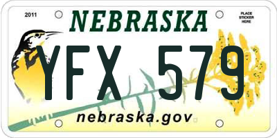 NE license plate YFX579