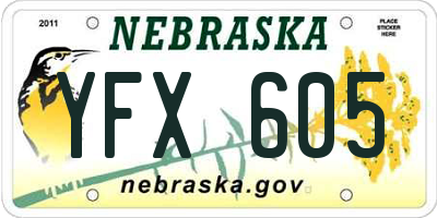 NE license plate YFX605