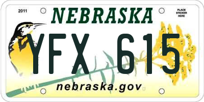 NE license plate YFX615