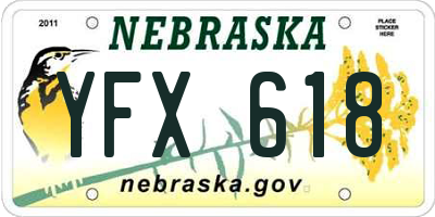 NE license plate YFX618