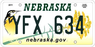 NE license plate YFX634