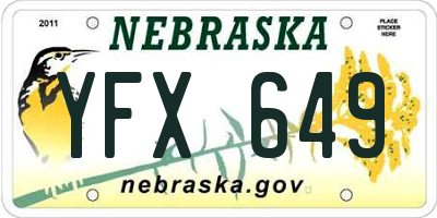 NE license plate YFX649