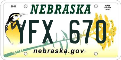 NE license plate YFX670