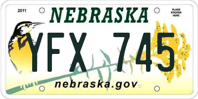 NE license plate YFX745