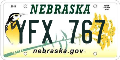 NE license plate YFX767