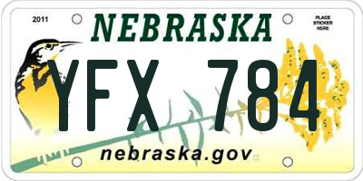 NE license plate YFX784