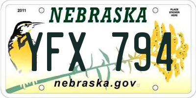 NE license plate YFX794