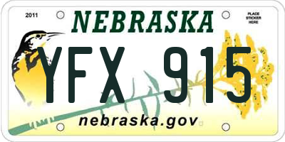 NE license plate YFX915