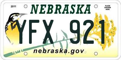 NE license plate YFX921