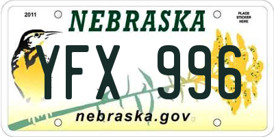 NE license plate YFX996