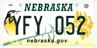 NE license plate YFY052